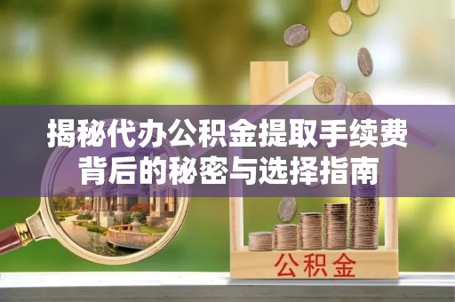 南华揭秘代办公积金提取手续费背后的秘密与选择指南